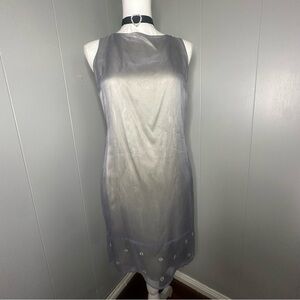 August Silk 100% Silk Beaded Gray Sleeveless Mini Dress Size 6P